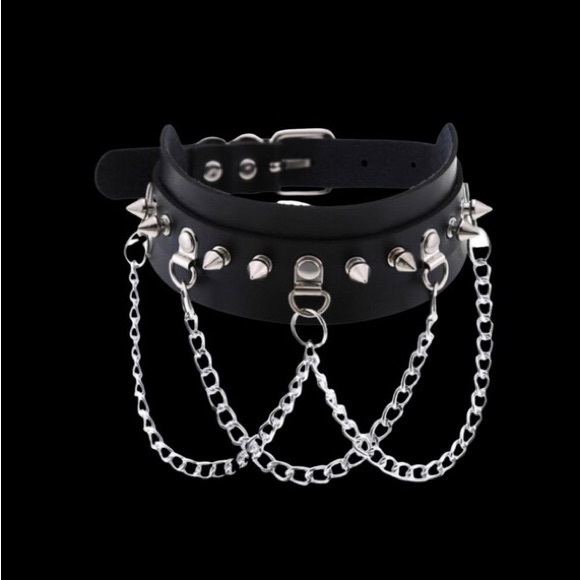 Necklace PU Leather Black Goth Punk Rock Choker Necklaces For Women - Picture 2 of 3